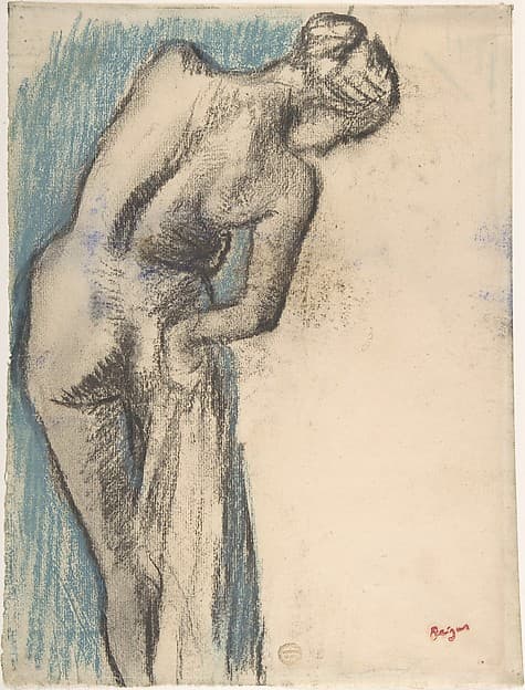 Эдгар Дега. Купальщица, вытирающаяся после купания, около 1883–1884 годов.