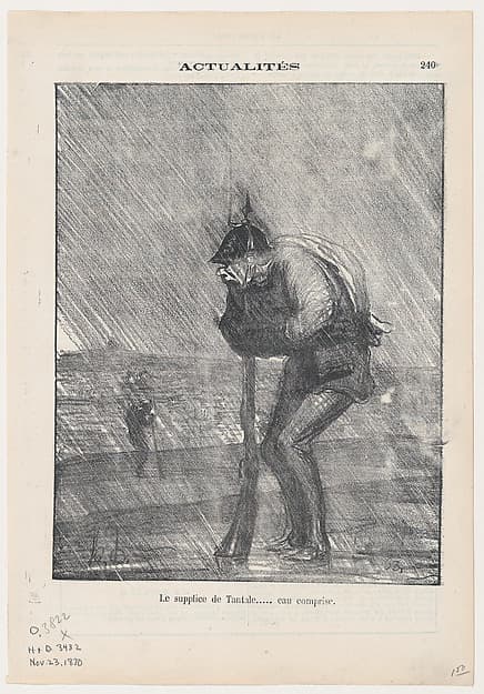 Оноре Домье. Муки Тантала... вода включена, из серии «Новости дня», 1870 года.