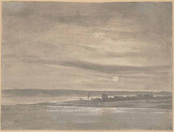 Юхан Кристиан Клаусен Даль. Эльба при лунном свете, 1833 года.