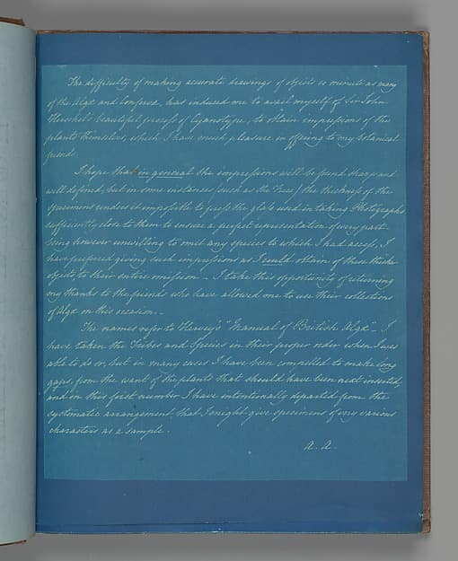 Анна Аткинс. Страница посвящения II, около 1853 года.