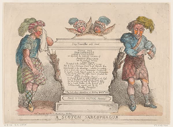 Томас Роулендсон. Графический лист «A Scotch Sarcophagus», 1805 года.