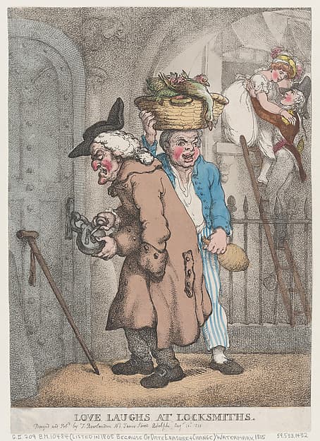 Томас Роулендсон. Графический лист «Love Laughs at Locksmiths», 1805–1811 годов.