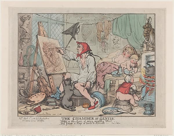 Томас Роулендсон. Графический лист «The Chamber of Genius», 1812 года.
