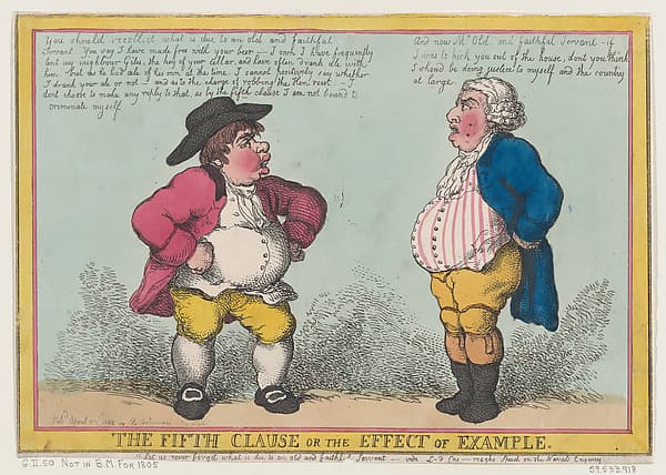 Томас Роулендсон. Графический лист «The Fifth Clause, or the Effect of Example», 1805 года.
