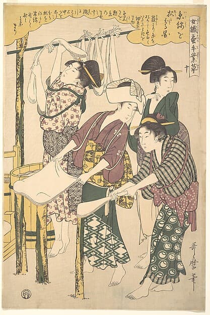 Китагава Утамаро. Гравюра «The Making of Silk Floss», около 1790 года.