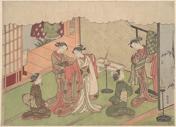Судзуки Харунобу. Гравюра «The Marriage Ceremony», 1768 года.