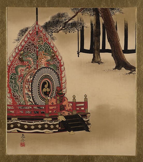 Сибата Дзэсин. Произведение «Lacquer Paintings of Various Subjects: Drum for Gagaku Dance»