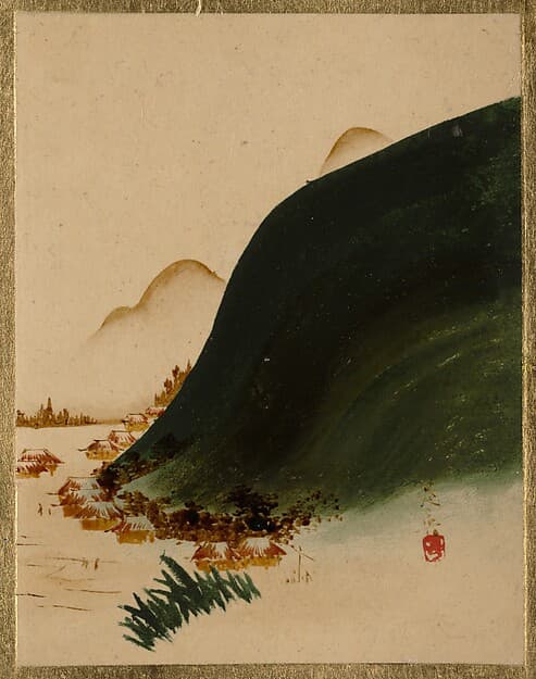 Сибата Дзэсин. Произведение «Mountains and Houses», 1807 год.