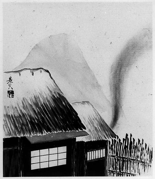 Сибата Дзэсин. Произведение «Cottage and Mountains», XIX век.