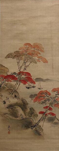 Сибата Дзэсин. Произведение «Maple Viewing at Kai'anji Temple», XIX век.