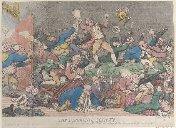 Томас Роулендсон. Графический лист «The Harmonic Society», 1810 года.