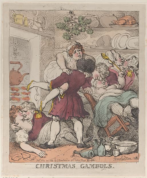 Томас Роулендсон. Графический лист «Christmas Gambols», 1812 года.