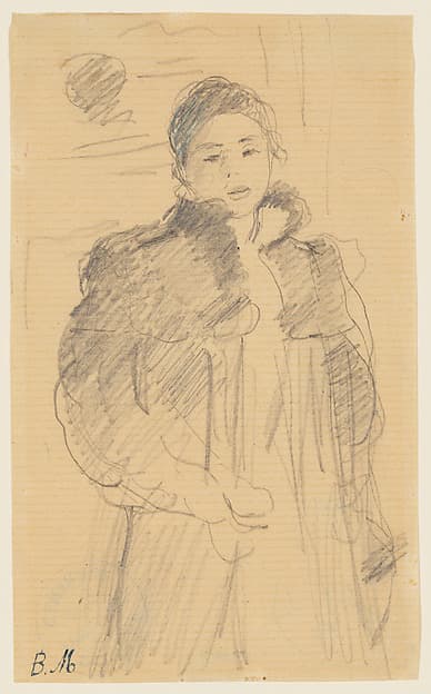 Берта Моризо. Графический лист «Study for "Young Girl in a Green Coat"»